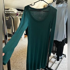 Green, knit sweater dress.